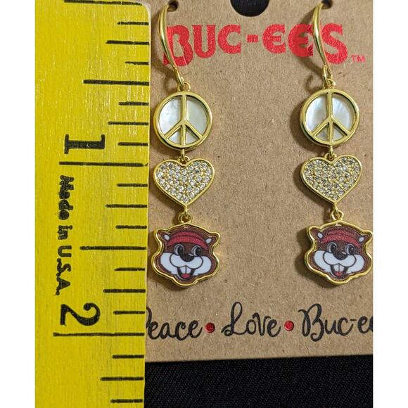 Buc-ee’s Earrings Peace Love Buccees Buc ees Bucees Beaver Jewelry - Picture 5 of 6